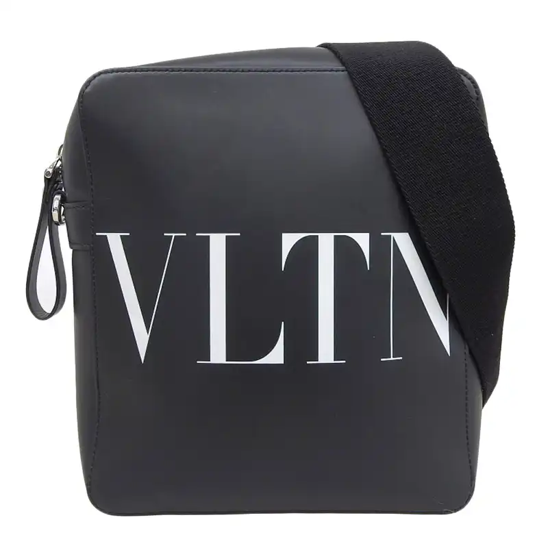 ヴァレンティノ VALENTINO VLTN ショルダーバッグ 斜め掛けショルダー レザー ブラック 中古 OB2343