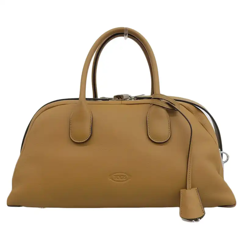 トッズ TOD'S ダルセナ ミディアム ハンドバッグ ミニボストン レザー ダルゴールド 中古 OB2361