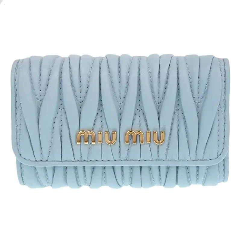 ミュウミュウ MIUMIU マテラッセ キーケース 6連 レザー ライトブルー 5PG222 中古 OBB0605