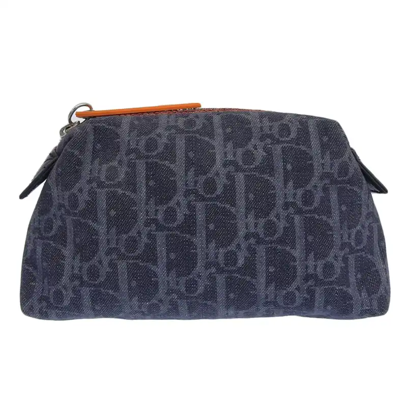 ディオール CHRISTIAN DIOR フライトライン トロッター コスメポーチ ポーチ デニム ネイビー 中古 OBB0608