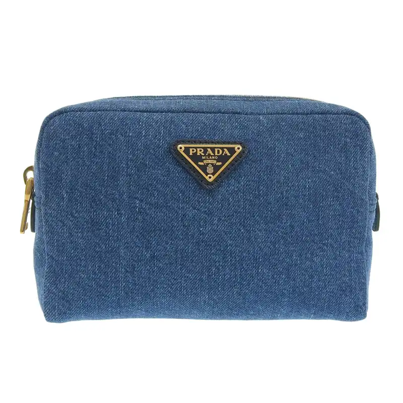 http://プラダ%20PRADA%20ポーチ%20デニム%20ブルー%201NA021%20中古%20OBB0609