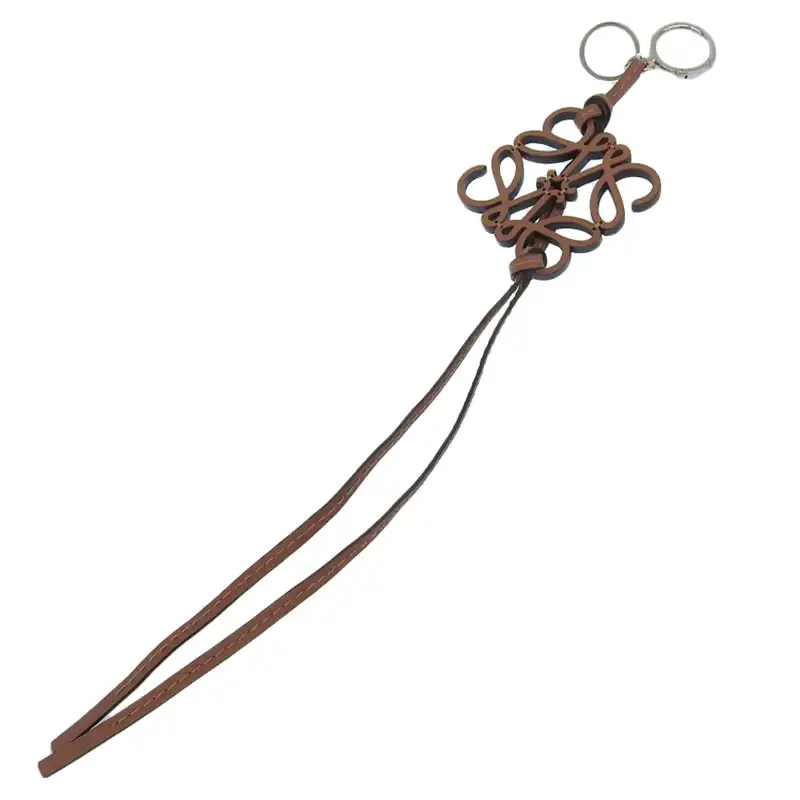 ロエベ LOEWE バッグチャーム アナグラム レザー タン 中古 OBJ0286