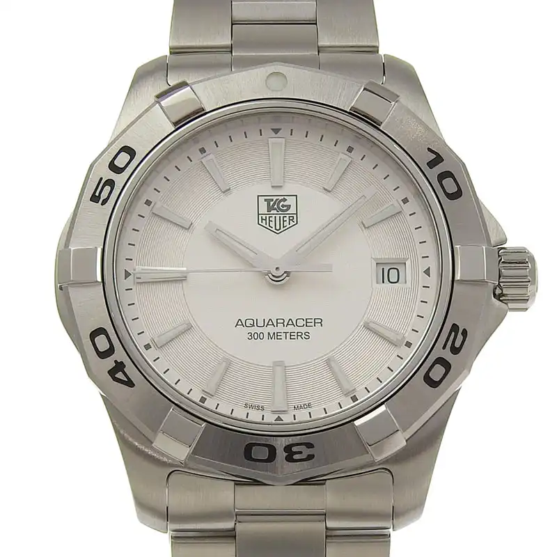 タグホイヤー TAG HEUER アクアレーサー メンズ クォーツ 腕時計 SS ホワイト文字盤 WAP1111 中古 OW0455