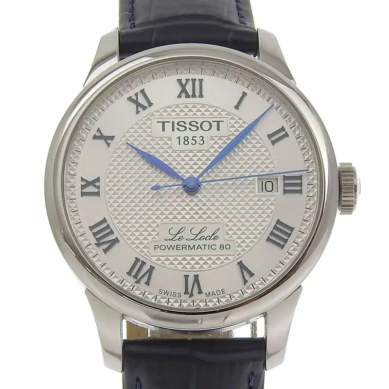 ティソ TISSOT ル・ロックル パワーマティック 80 メンズ 自動巻き 腕時計 SS 革 シルバー文字盤 T006.407 中古 OW0461