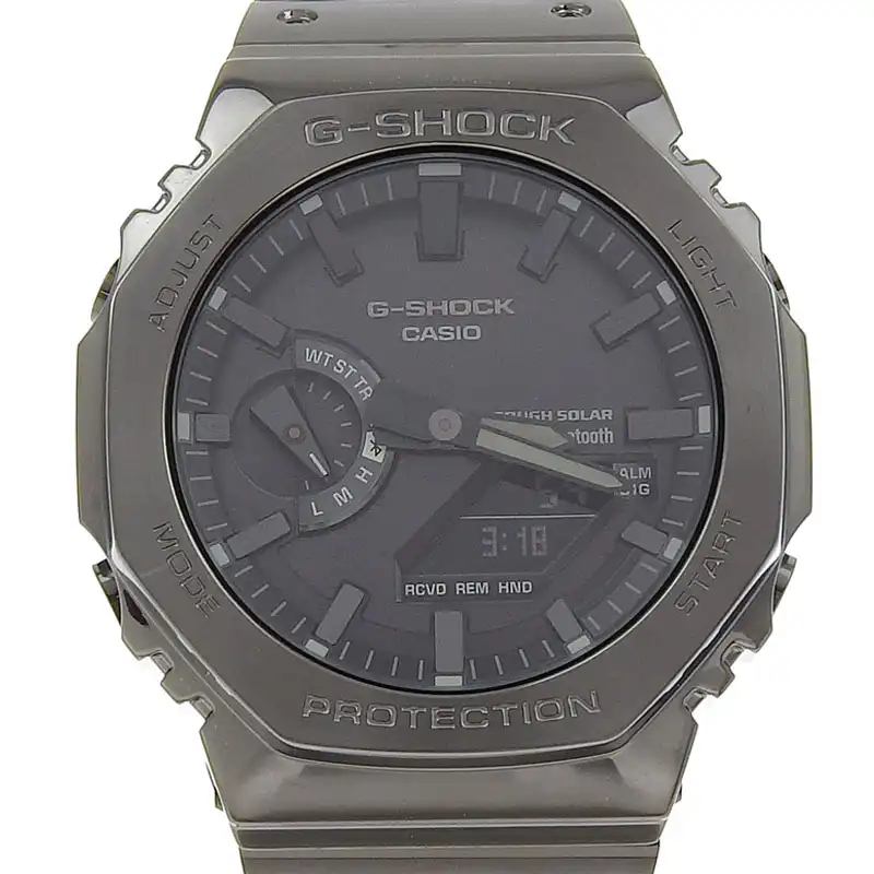 カシオ CASIO Gショック アナデジ メンズ ソーラー 腕時計 SS/メタル ブラック文字盤 GM-B2100BD-1A 美品 OW0466