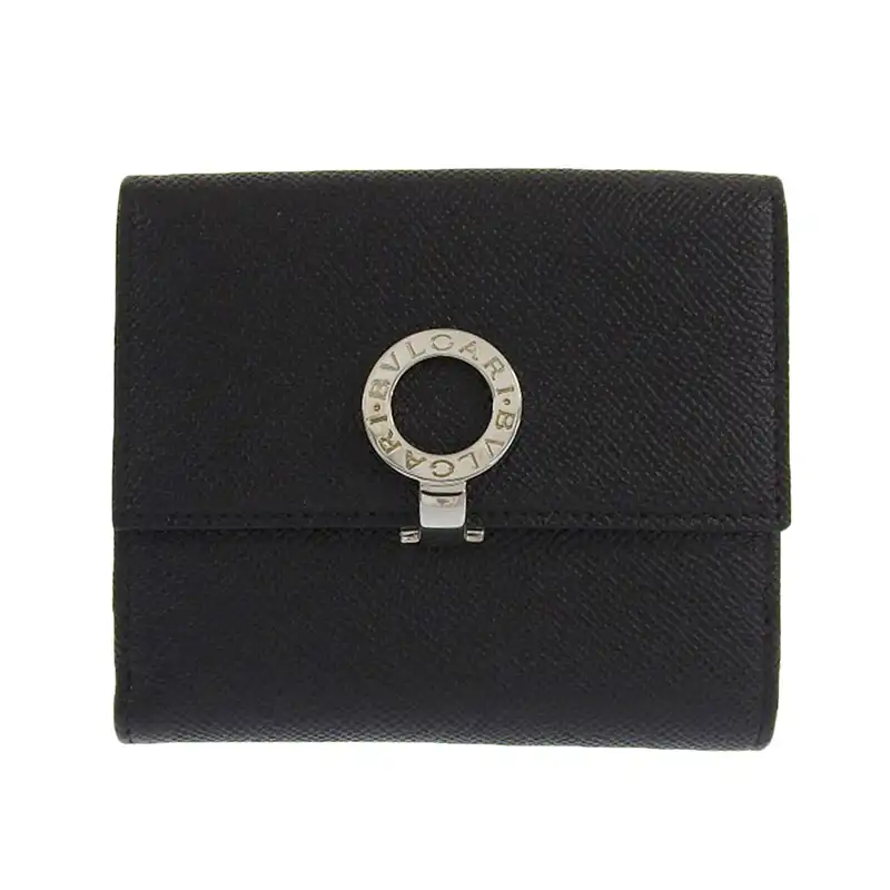 ブルガリ BVLGARI ブルガリブルガリ ロゴクリップ Wホック 二つ折り財布 レザー ブラック 30410 中古 BV0426