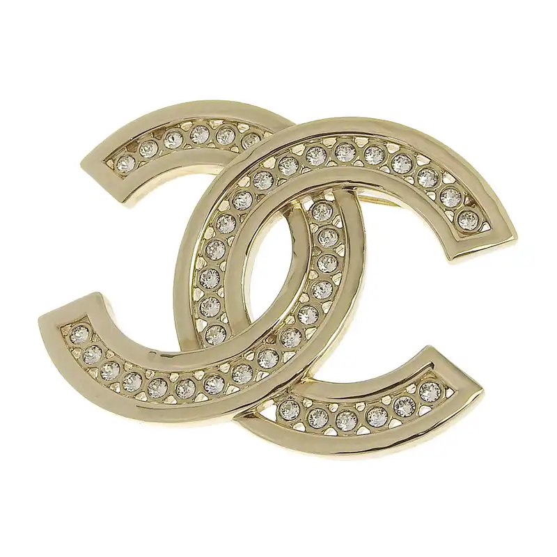 シャネル CHANEL ブローチ ココマーク ラインストーン GP ゴールド色 B23K 中古 CH1017