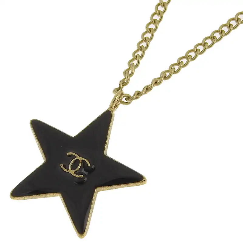 シャネル CHANEL ネックレス ココマーク スター 星 GP ブラック/ゴールド色 03A 中古 CH1045