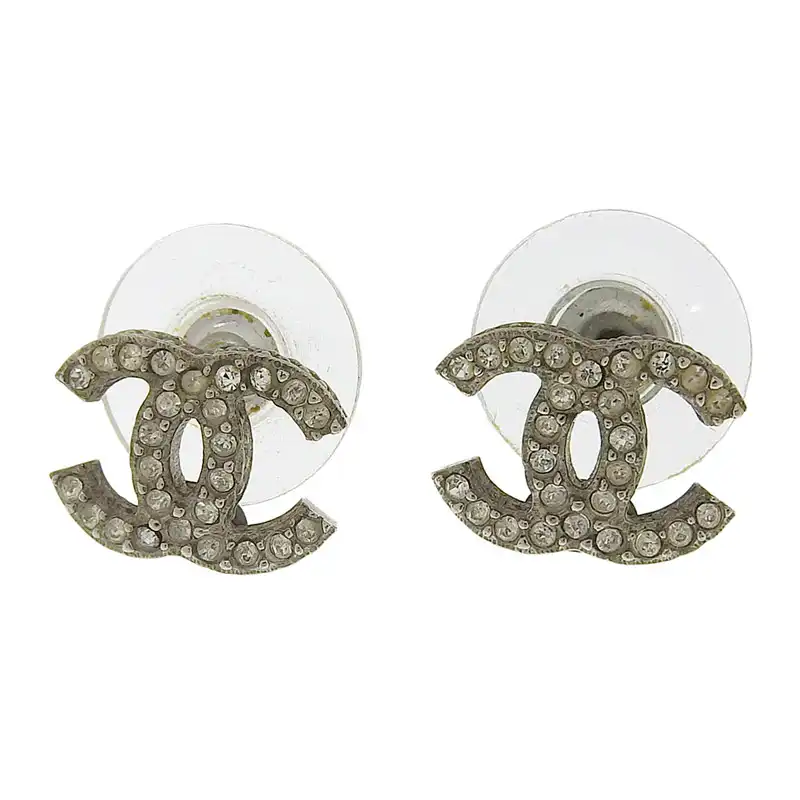 http://シャネル%20CHANEL%20ピアス%20ココマーク%20ラインストーン%20シルバー色%20B16V%20中古%20CH1046