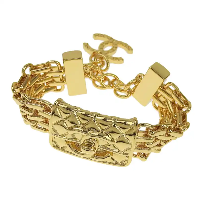 シャネル CHANEL ブレスレット ココマーク マトラッセモチーフ GP ゴールド色 B23K 美品 CH1048