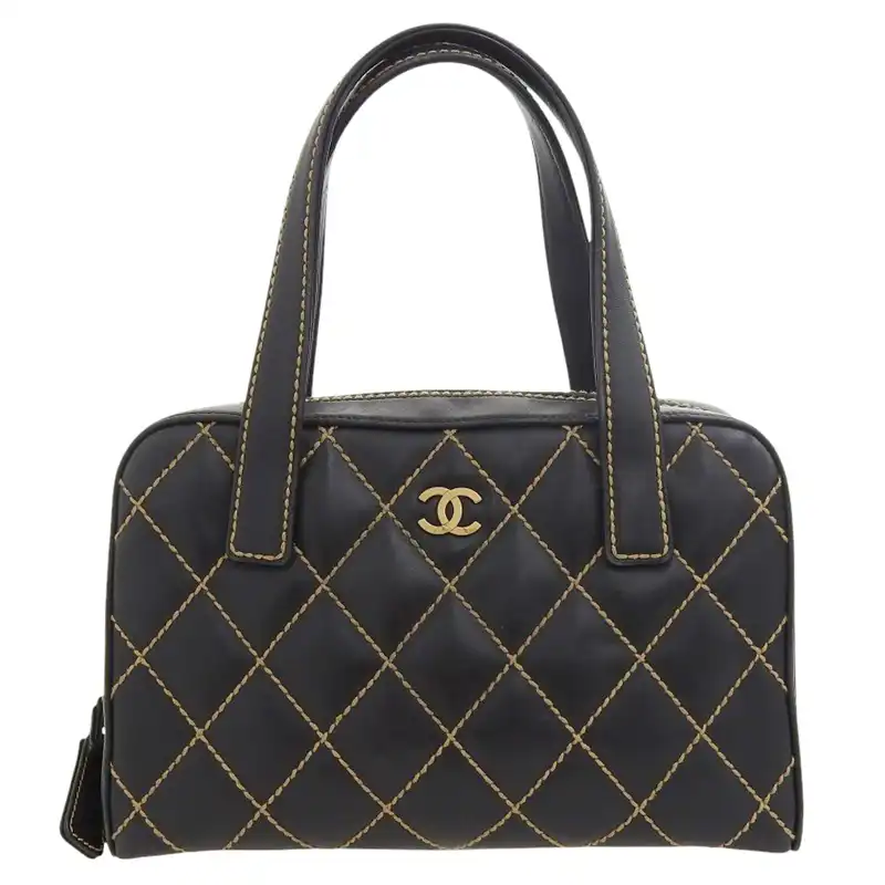 http://シャネル%20CHANEL%20ワイルドステッチ%20ハンドバッグ%20ミニボストン%20レザー%20ブラック%20A14692%20中古%20CH1051