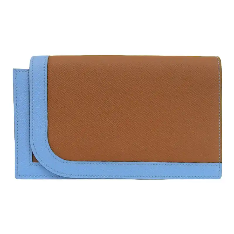 エルメス HERMES カマイユロング 長財布 エプソン ブラウン/ブルー D刻印 2019年 美品 HE1055