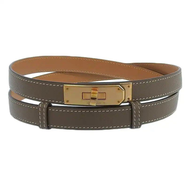 http://エルメス%20HERMES%20ベルト%20ケリーベルト%20エプソン%20エトゥープ%20ブラウン%20ピンクゴールド金具%20Z刻印%202021年%20美品%20HE1060