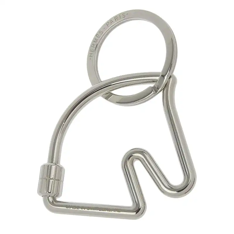 エルメス HERMES シュバル キーリング メタル シルバー色 美品 HE1075