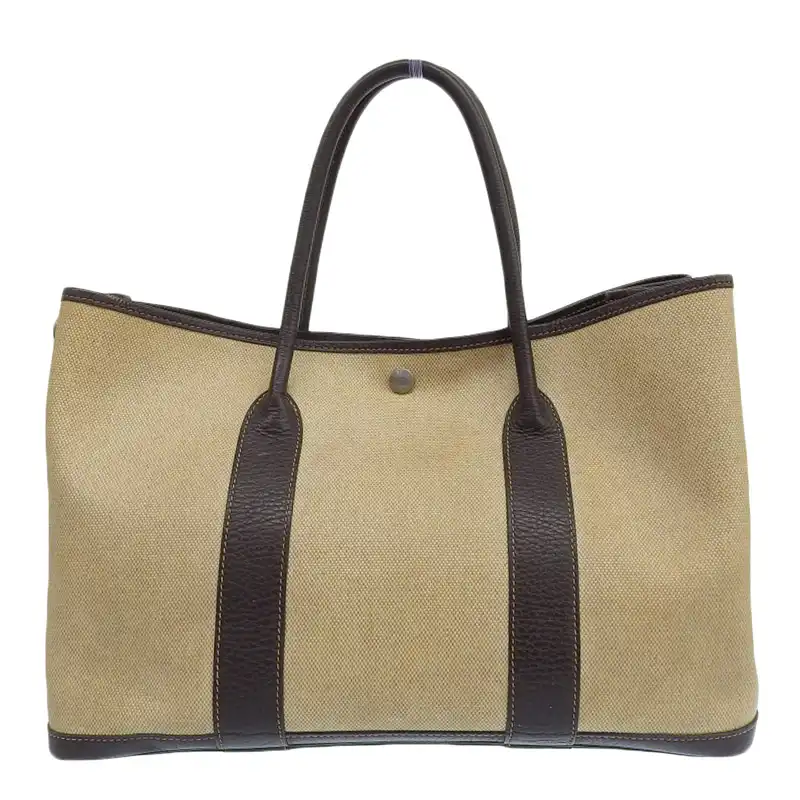 http://エルメス%20HERMES%20ガーデンパーティPM%20トートバッグ%20トワルアッシュ%20レザー%20ベージュ%20ブラウン%20□F刻印%202002年%20中古%20HE1079