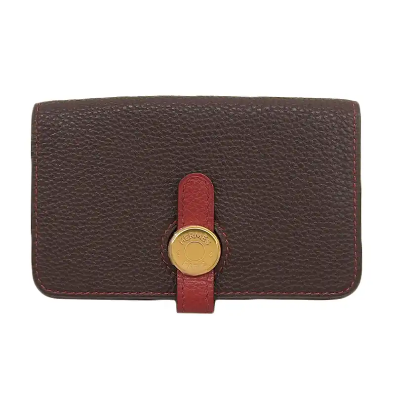 エルメス HERMES ドゴン コインケース 小銭入れ トゴ ショコラ ルージュガランス □L刻印 2008年 中古 HE1092