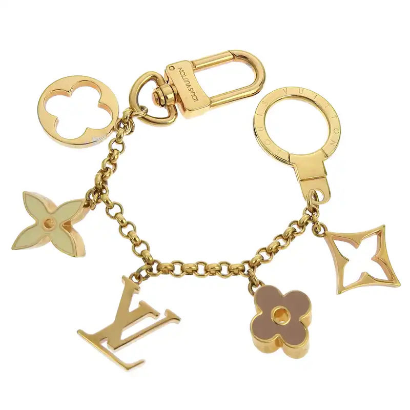 ルイヴィトン LOUIS VUITTON フルール・ドゥ・モノグラム バッグチャーム GP ゴールド色 M65111 中古 LV1838