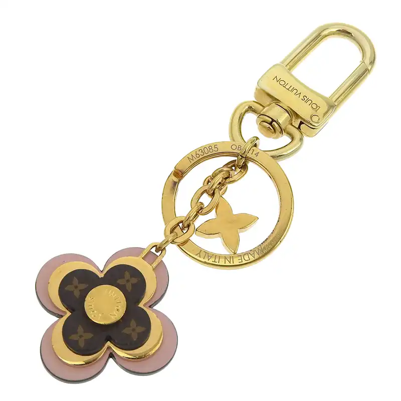 ルイヴィトン LOUIS VUITTON モノグラム ブルーミングフラワーBB キーホルダー ピンク レザー GP ゴールド色 M63085 中古 LV1840