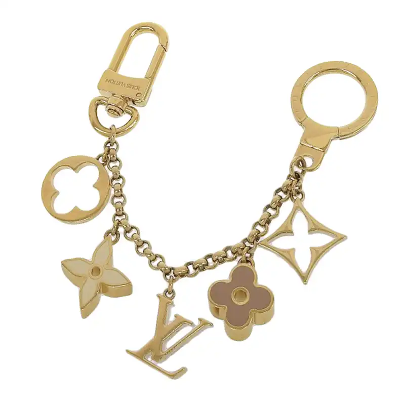 ルイヴィトン LOUIS VUITTON チェーン フルール・ドゥ・モノグラム バッグチャーム GP ゴールド色 M65111 中古 LV1861