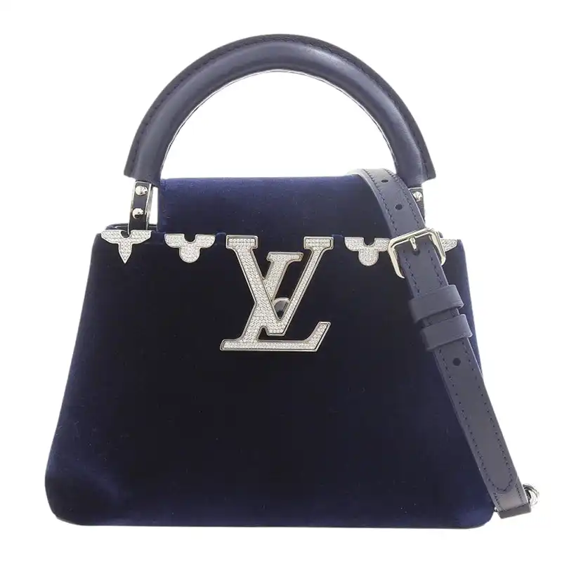 ルイヴィトン LOUIS VUITTON カプシーヌMINI 2WAY ハンドバッグ ショルダーバッグ ベルベット ネイビー M23246 中古 LV1882
