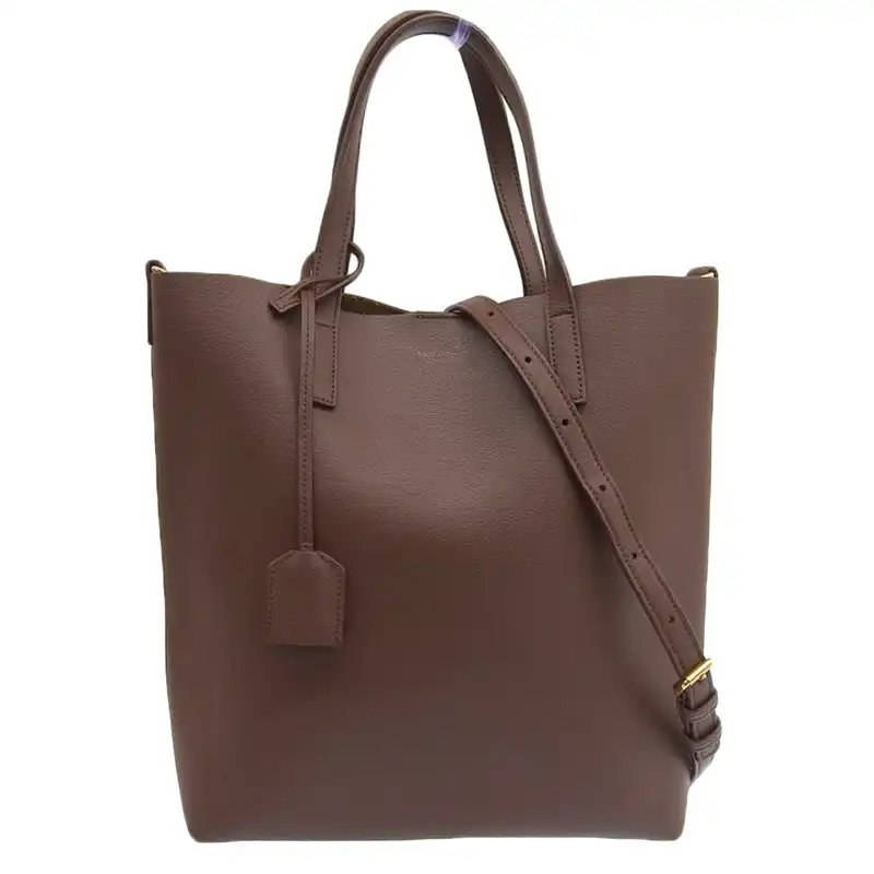 サンローラン SAINT LAURENT トイショッピング 2WAYバッグ トートバッグ ショルダーバッグ レザー ブラウン 498612 中古 OB2356