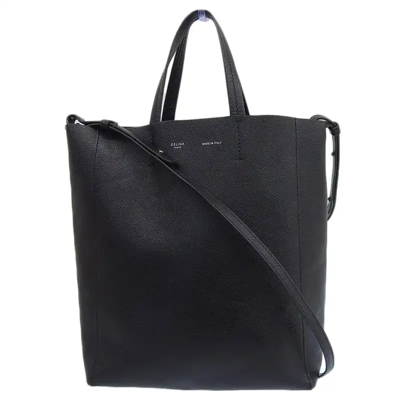 セリーヌ CELINE バーティカルカバ 2WAYバッグ トートバッグ ショルダーバッグ レザー ブラック 中古 OB2369