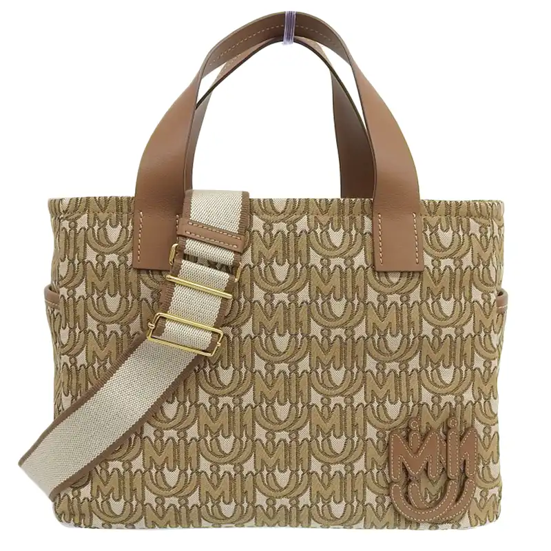 ミュウミュウ MIUMIU 2WAYバッグハンドバッグ ショルダーバッグ キャンバス レザー ブラウン 5BG221 中古 OB2383