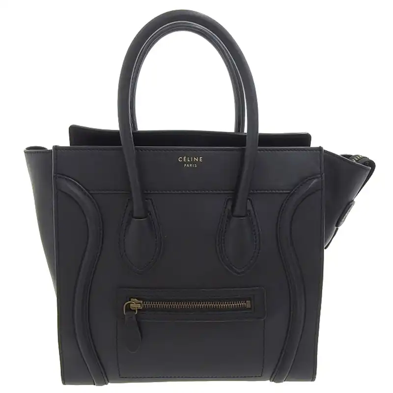 http://セリーヌ%20CELINE%20ラゲージ%20マイクロ%20ハンドバッグ%20レザー%20ブラック%20中古%20OB2384