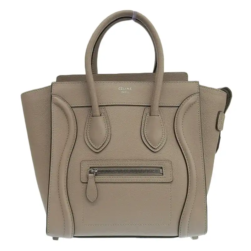 セリーヌ CELINE ラゲージ マイクロショッパー ハンドバッグ レザー ベージュ 中古 OB2405