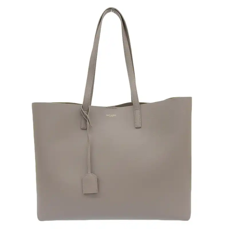 サンローラン SAINT LAURENT ショッピングバッグ E/W トートバッグ レザー グレージュ 600281 中古 OB2406