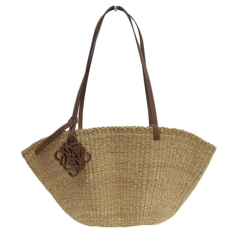 ロエベ LOEWE シェルバスケットトート スモール トートバッグ エレファントグラス レザー ナチュラル A223096X06 中古 OB2419