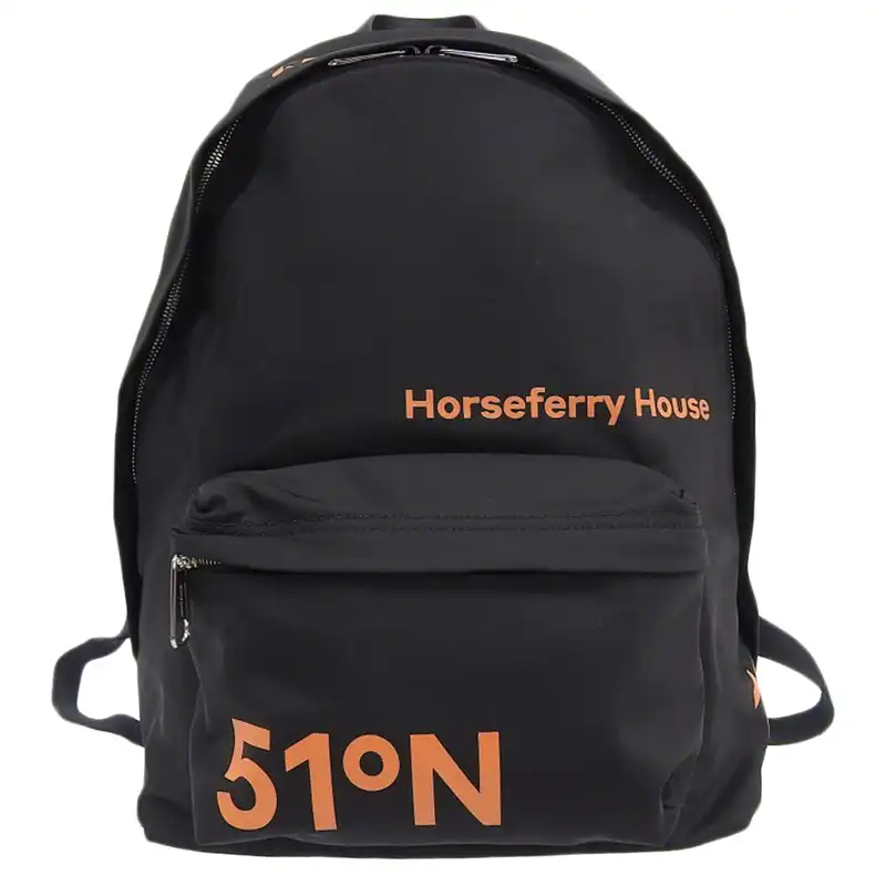 バーバリー BURBERRY バックパック リュックサック ナイロン/レザー ブラック/オレンジ 8064857 中古 OB2431