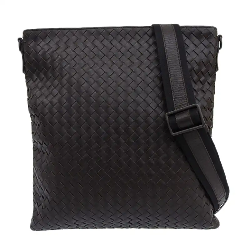 ボッテガヴェネタ BOTTEGA VENETA イントレチャート ショルダーバッグ 斜め掛けショルダー レザー ブラウン 中古 OB2459