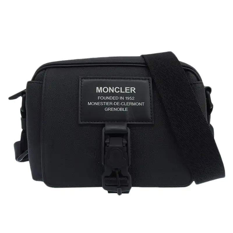 モンクレール MONCLER ナコア ショルダーバッグ クロスボディ ポリエステル コットン レザー ブラック 5L00001 M3817 中古 OB2474