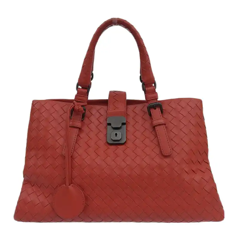 ボッテガヴェネタ BOTTEGA VENETA イントレチャート ローマバッグ ハンドバッグ トートバッグ レザー レッド 337303 中古 OB2482