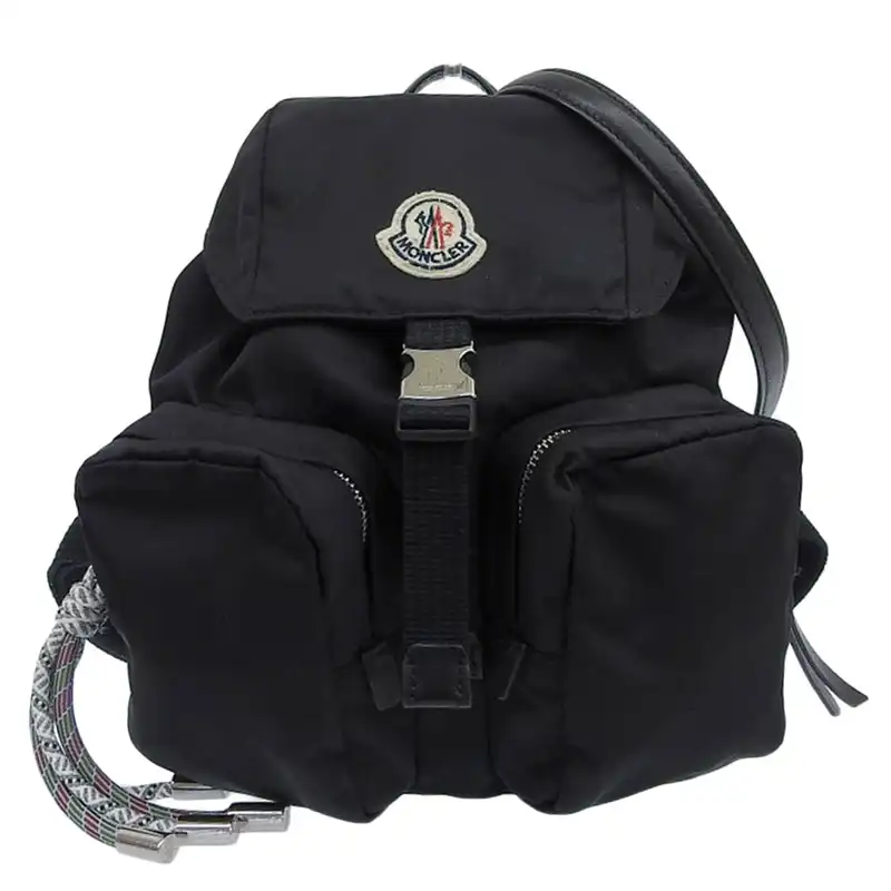 モンクレール MONCLER 2WAY バックパック ショルダーバッグ ミニリュック ナイロン レザー ブラック 5A701 00 02SJJ 中古 OB2483