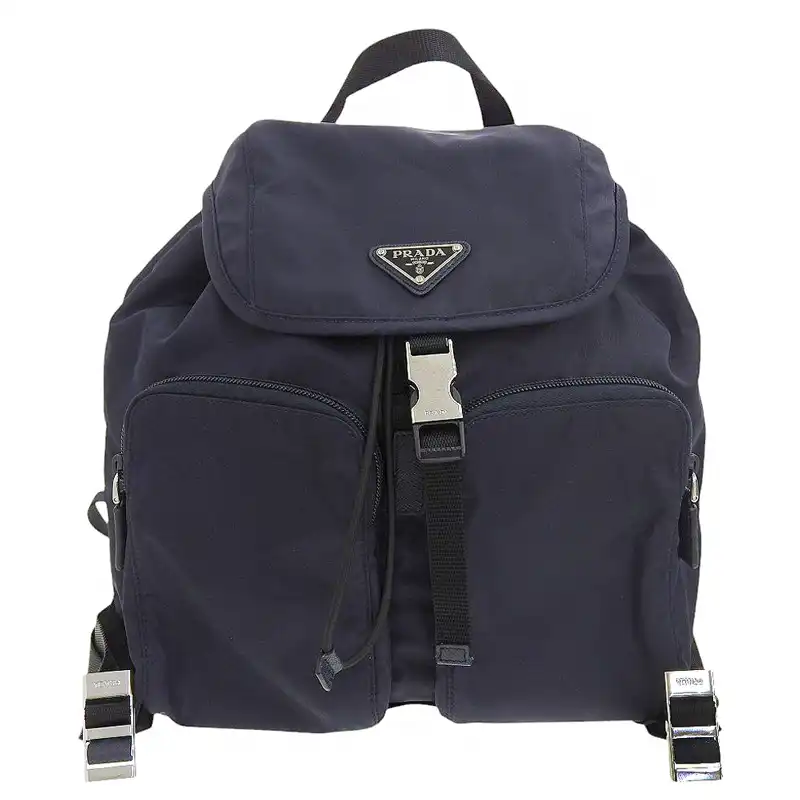 プラダ PRADA バックパック リュックサック ナイロン レザー ネイビー 1BZ070 中古 OB2488