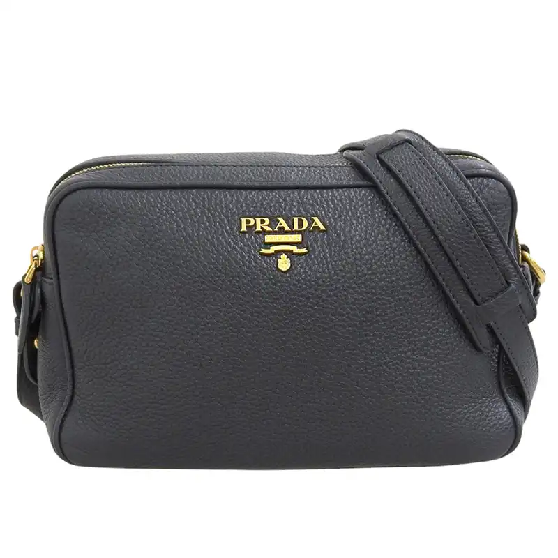 プラダ PRADA ショルダーバッグ カメラバッグ レザー ブラック 1BH079 中古 OB2495