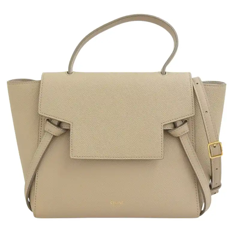 セリーヌ CELINE ベルトバッグ ナノ 2WAYバッグ ハンドバッグ ショルダーバッグ レザー ベージュ 中古 OB2501