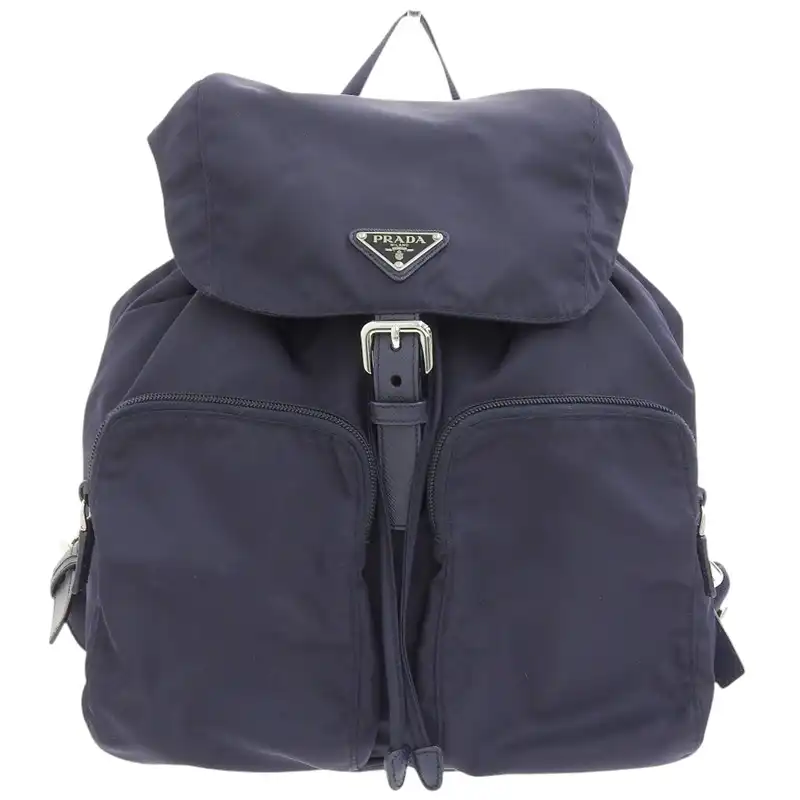プラダ PRADA バックパック リュックサック ナイロン レザー ネイビー 1BZ005 中古 OB2509