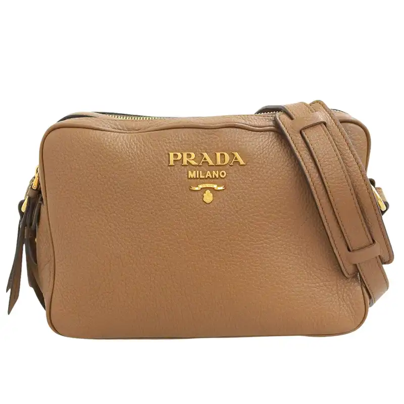 プラダ PRADA カメラバッグ ショルダーバッグ レザー ブラウン 1BH079 中古 OB2514