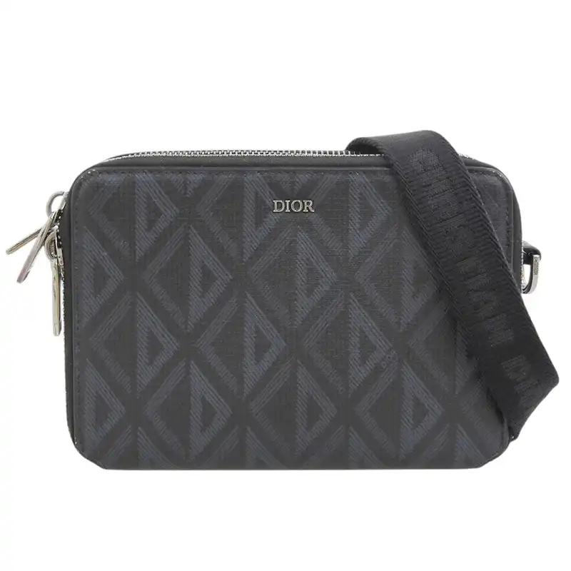 ディオール CHRISTIAN DIOR CDダイヤモンド ショルダーバッグ PVC/レザー ブラック 中古 OB2518