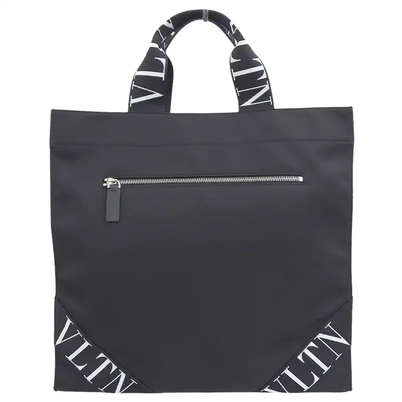 ヴァレンティノ VALENTINO トートバッグ VLTN ナイロン ブラック ホワイト 中古 OB2520