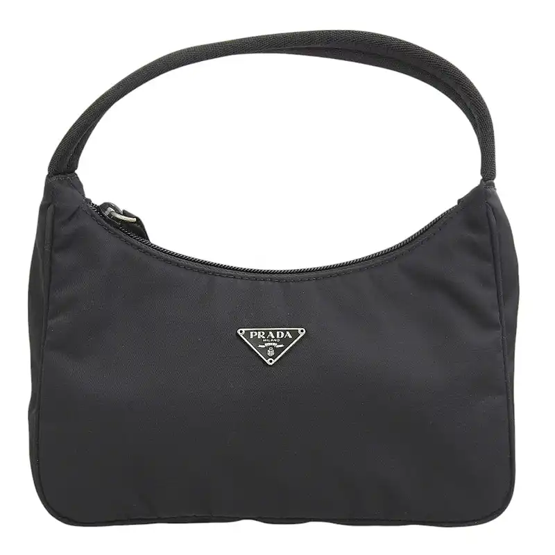 http://プラダ%20PRADA%20ハンドバッグ%20アクセサリーポーチ%20ナイロン%20ブラック%20中古%20OB2523