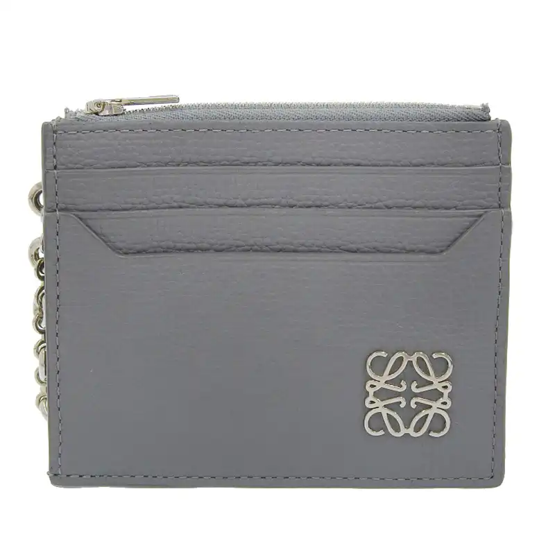 ロエベ LOEWE アナグラム フラグメントケース コインケース カードホルダー レザー グレー C821R89X01 中古 新入荷 OBB0618