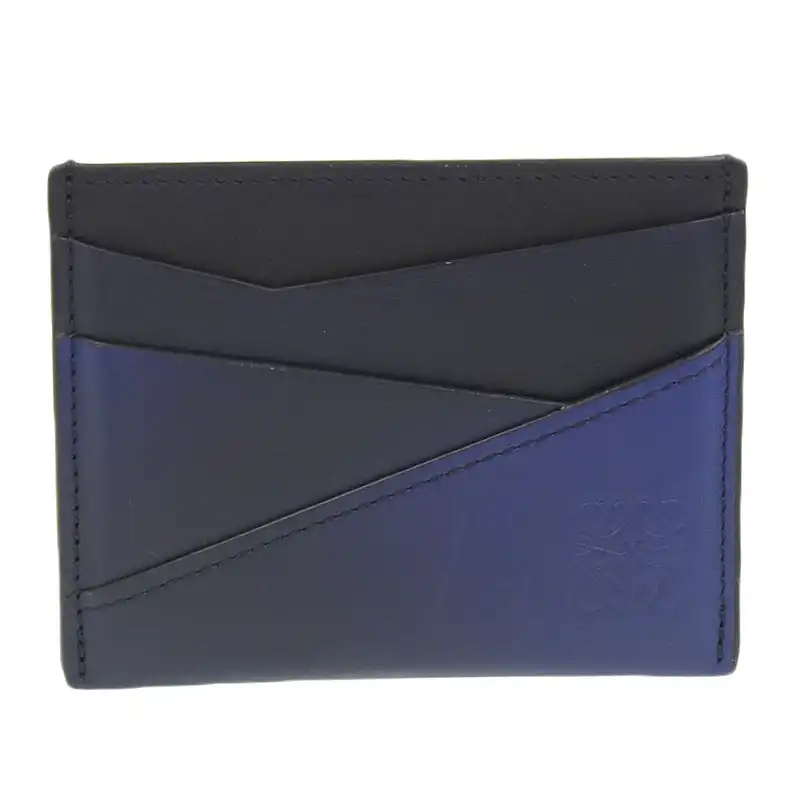 ロエベ LOEWE パズル カードケース 名刺入れ レザー ブルー/ブラック 中古 OBB0622