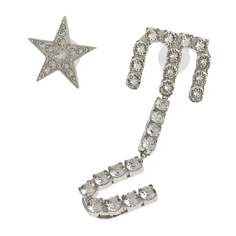ミュウミュウ MIUMIU ピアス スター 星 ラインストーン シルバー色 美品 OBJ0300