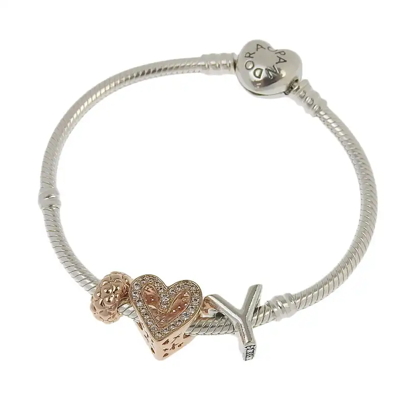 パンドラ PANDORA チャーム ブレスレット SV925 シルバー色 美品 OBJ0304