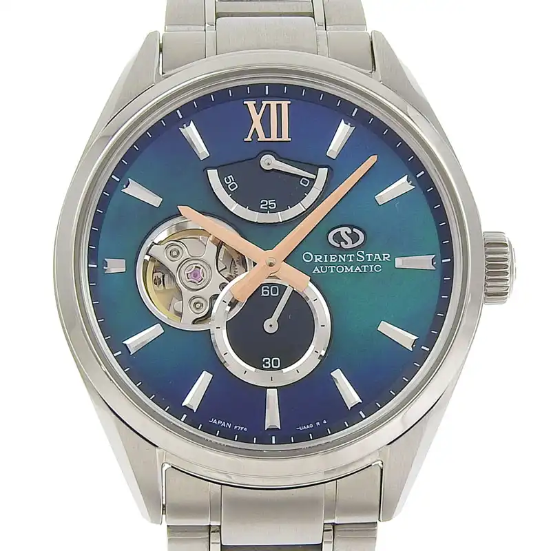 オリエントスター ORIENT STAR F7 セミスケルトン メンズ 自動巻き 腕時計 SS ブルー文字盤 RK-BY0001A 中古 OW0470