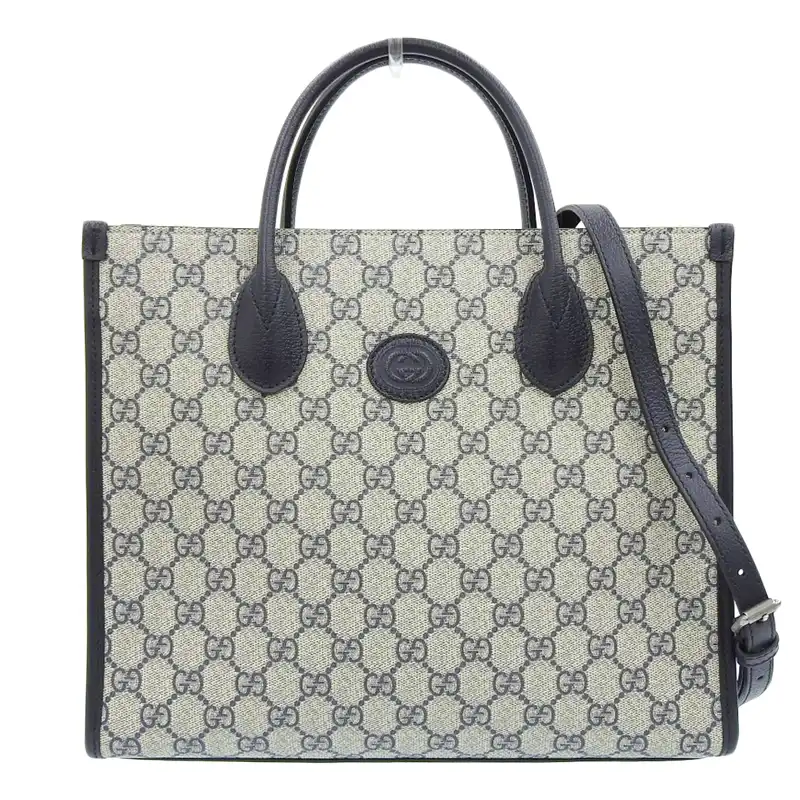 グッチ GUCCI GGスモールトート 2WAYバッグ ハンドバッグ ショルダーバッグ GGスプリーム ベージュ ブラック 659983 美品 GU0641